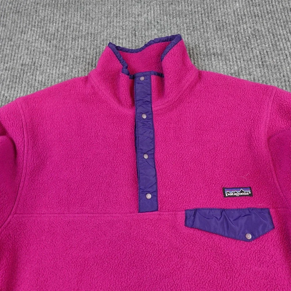 Vintage 90s Patagonia Synchilla Jacket Mens Smalll Pink Snap-T Pullover USA